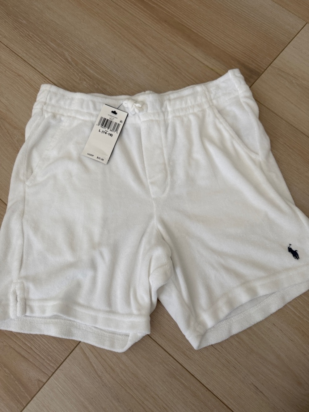 NWT Polo by Ralph Lauren Kids White Terry Drawstring Shorts